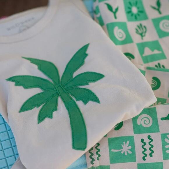 Wild Wawa Patchwork Tank Top Palm Taupe Size 6-12 Months Pima Cotton - Picture 6 of 6